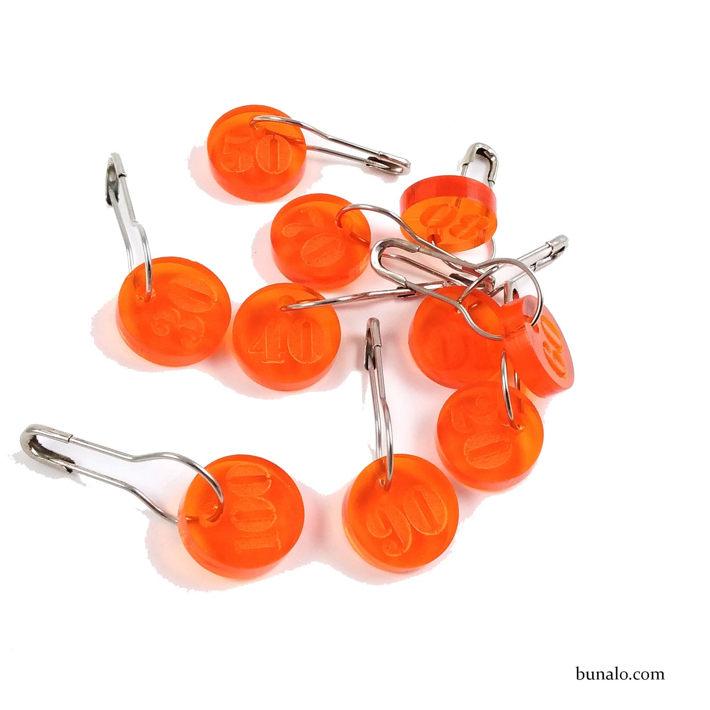 10-100 Number Stitch Markers (Set of 10)