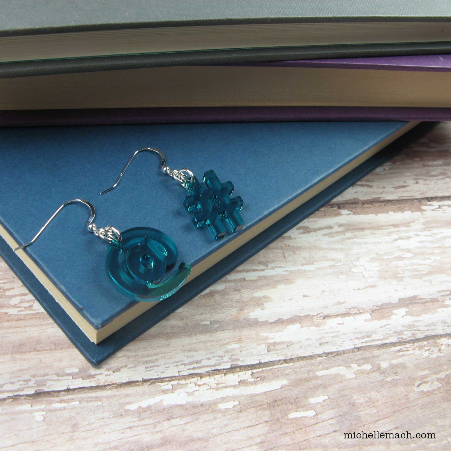 Social Media Earrings With At Sign and Hashtag