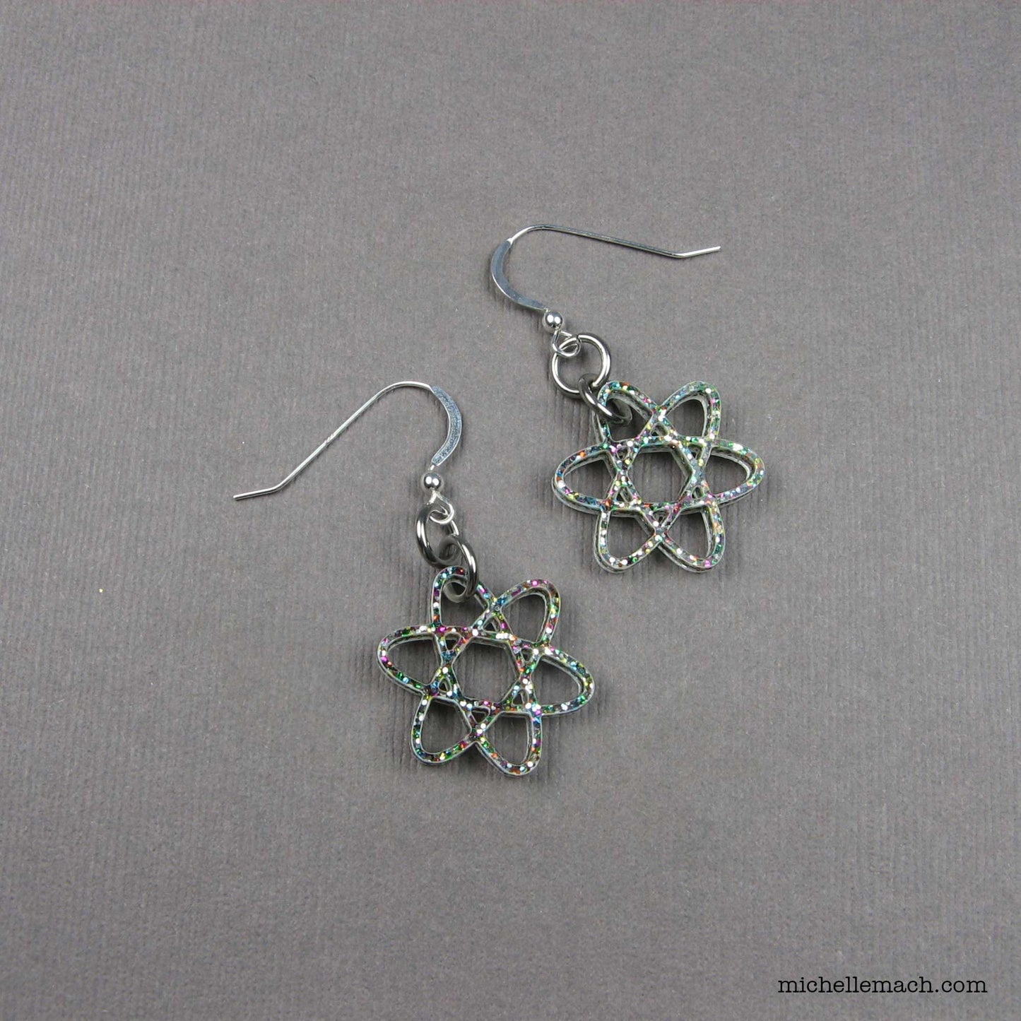 Sparkly Atom Earrings
