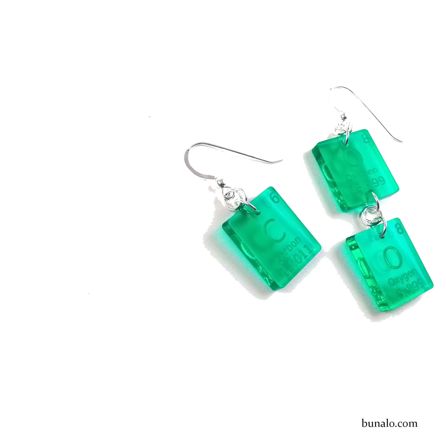 CO2 Carbon Dioxide Earrings With Carbon and Oxygen Elements