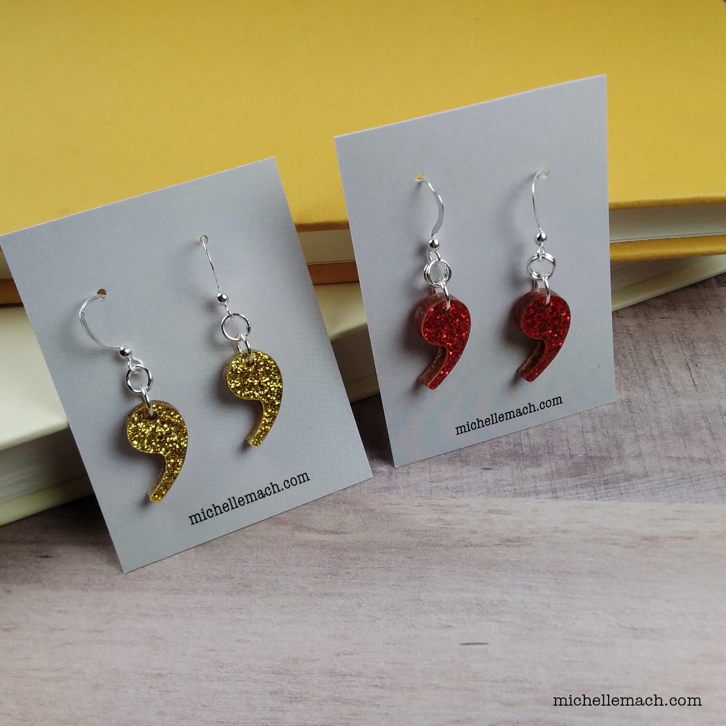 Glitter Punctuation Earrings (Comma, Question Mark, Exclamation Point, Ampersand)