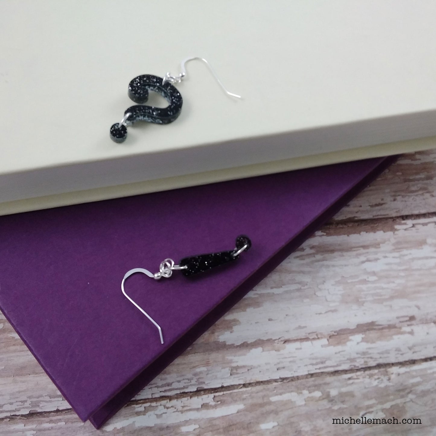 Glitter Punctuation Earrings (Comma, Question Mark, Exclamation Point, Ampersand)