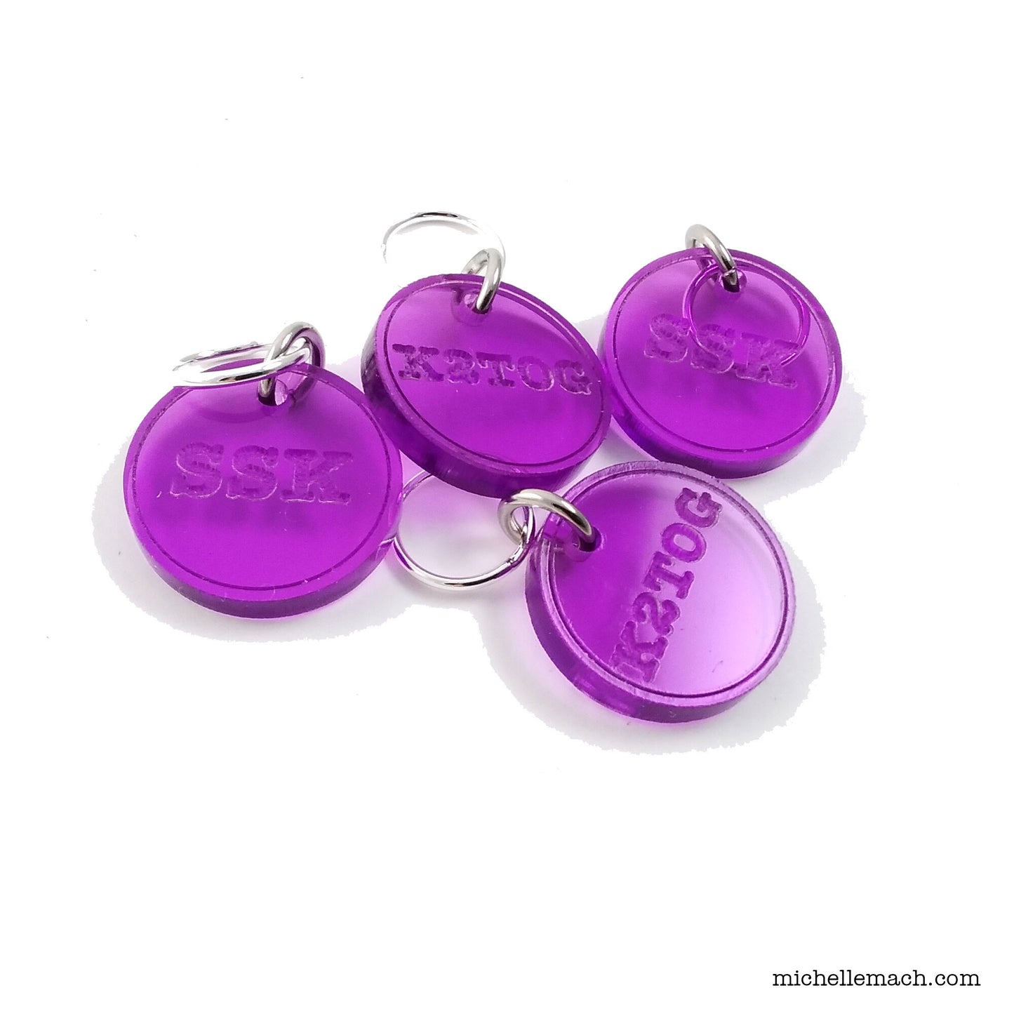 SSK and K2TOG Stitch Markers (Set of 4 with 2 SSK, 2 K2TOG)