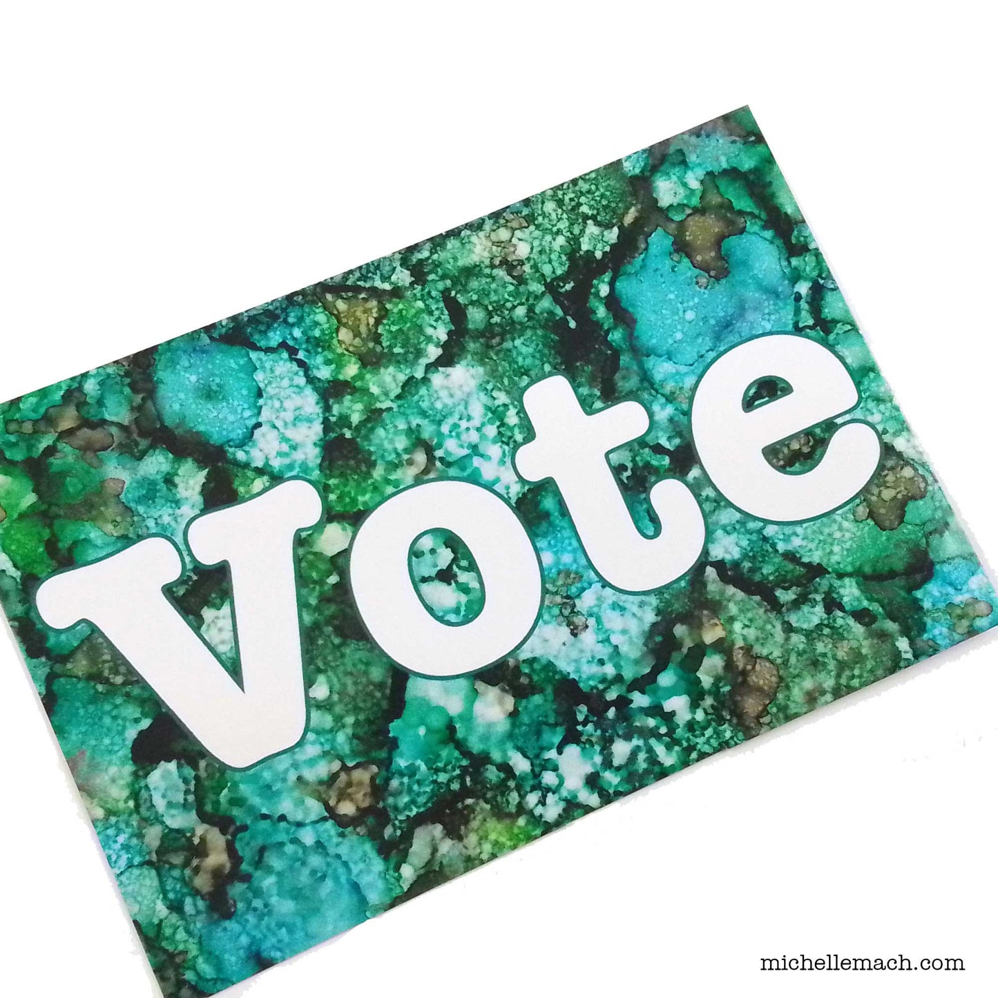 Vote Postcard with Inky Green Abstract Art
