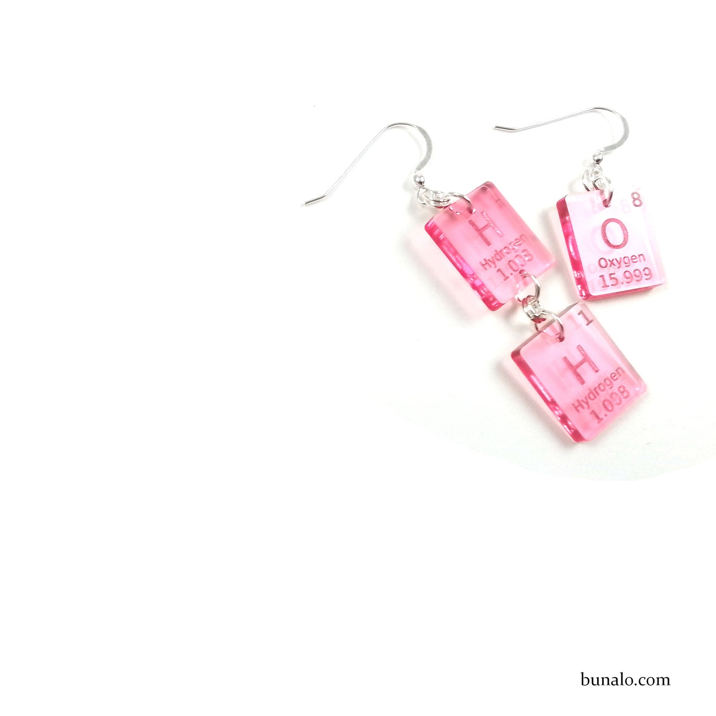H2O Water Earrings With Hydrogen and Oxygen Elements