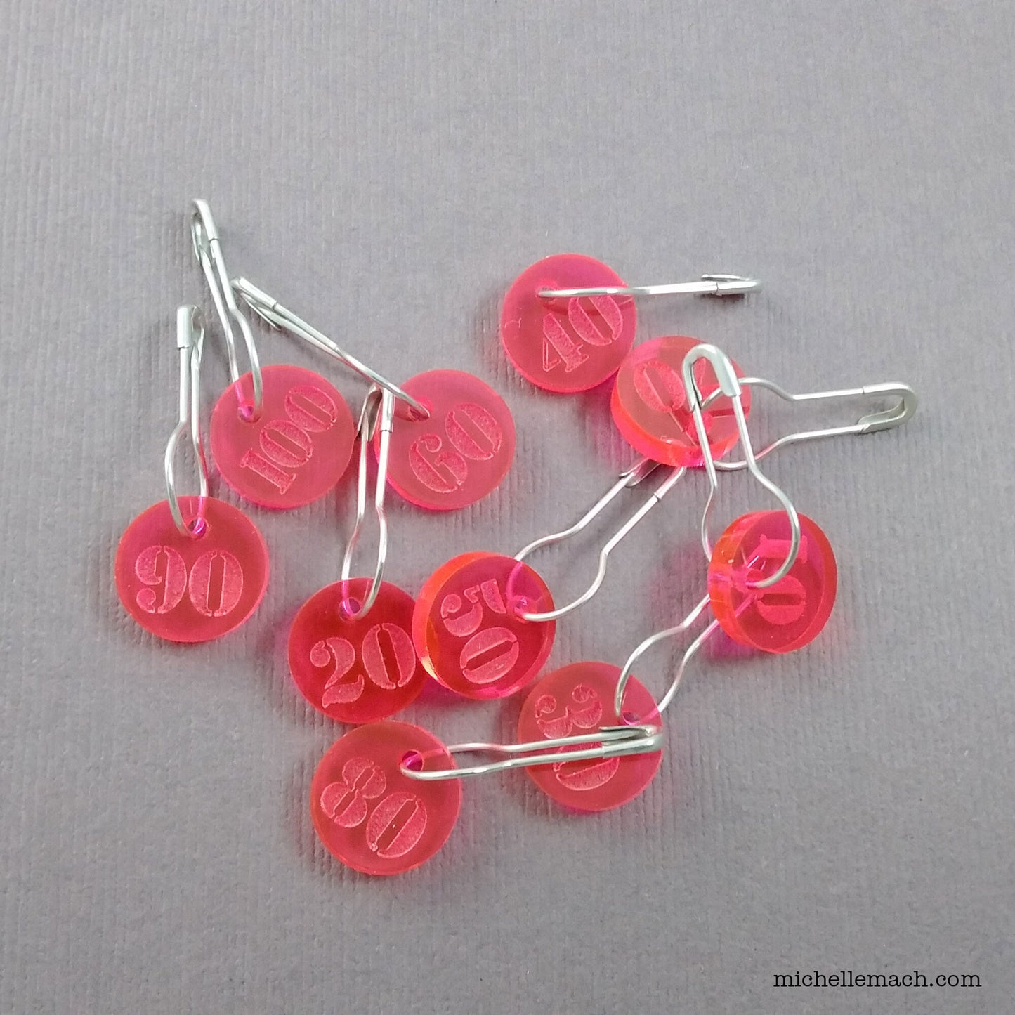 10-100 Number Stitch Markers (Set of 10)