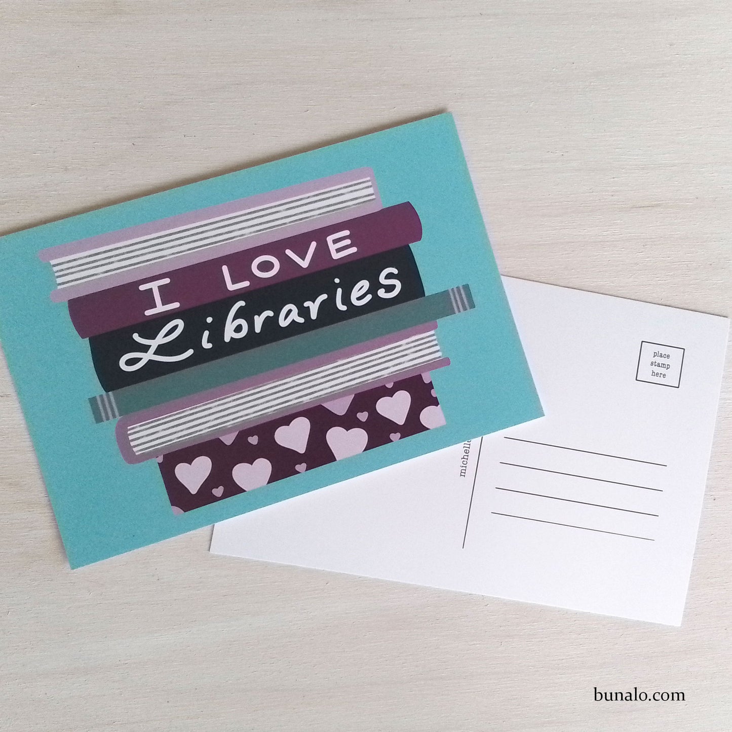 I Love Libraries Postcard