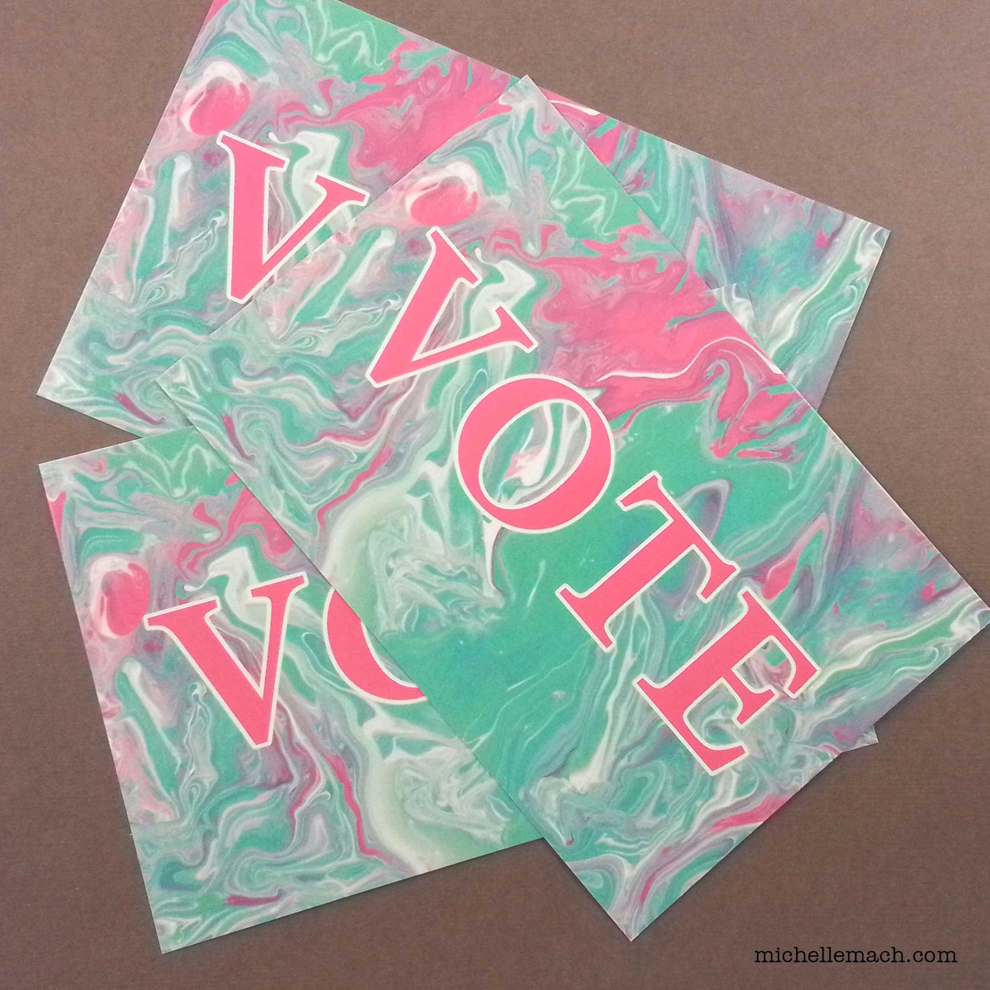 Vote Postcard in Pink and Aqua