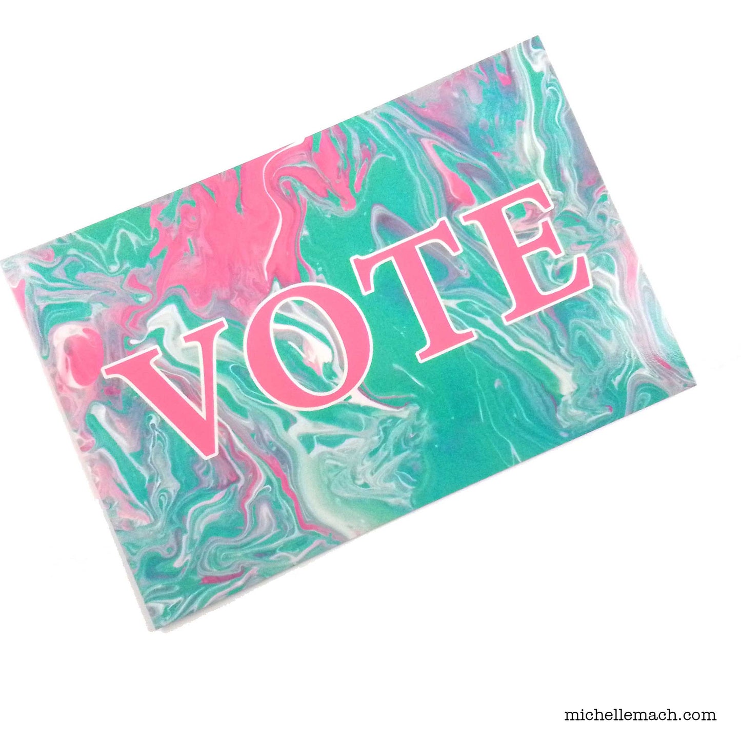 Vote Postcard in Pink and Aqua
