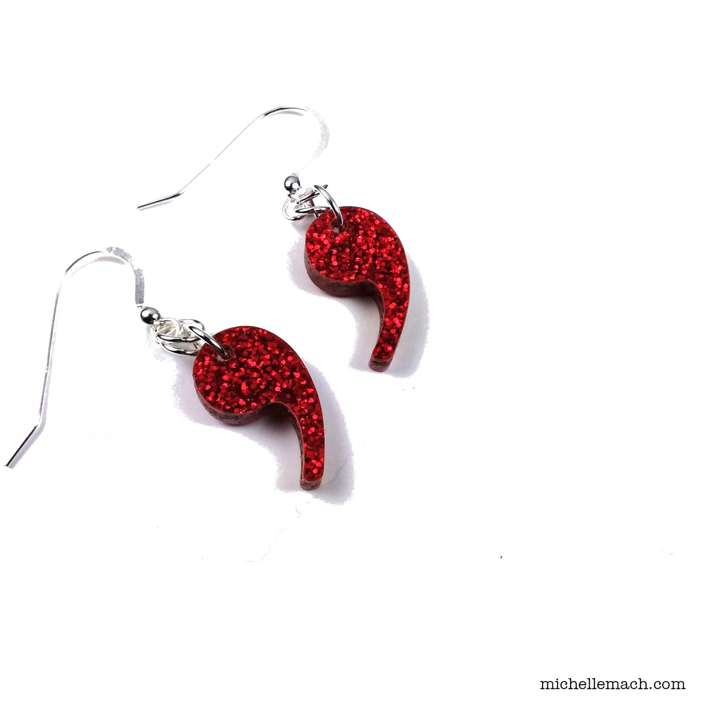 Glitter Punctuation Earrings (Comma, Question Mark, Exclamation Point, Ampersand)