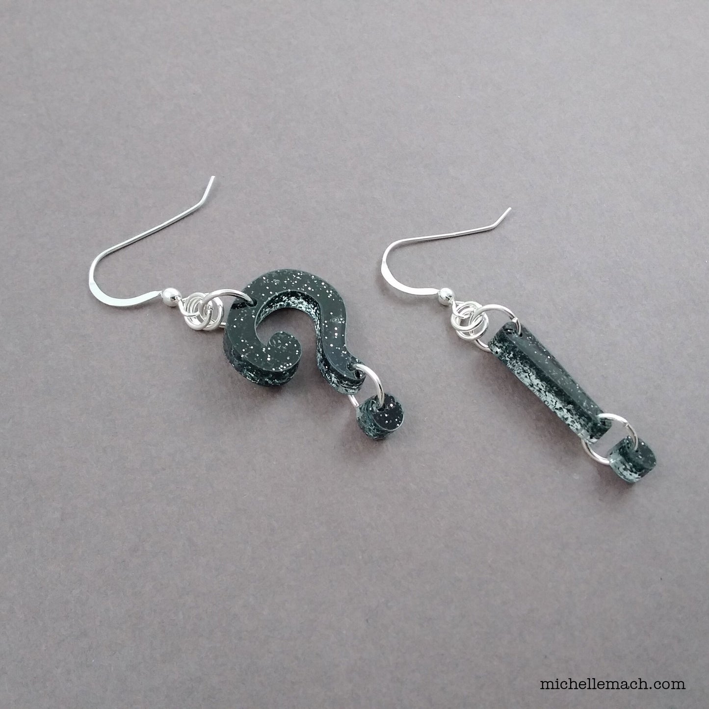 Glitter Punctuation Earrings (Comma, Question Mark, Exclamation Point, Ampersand)
