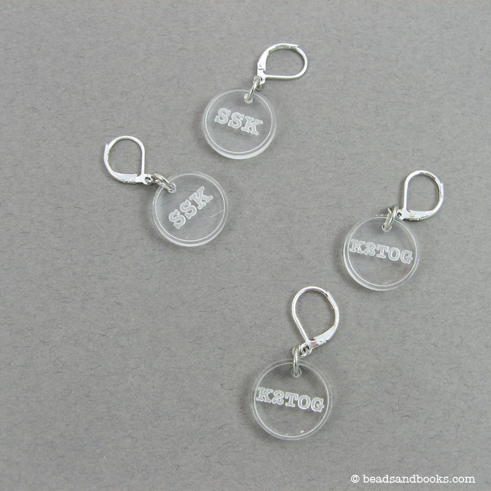 SSK and K2TOG Stitch Markers (Set of 4 with 2 SSK, 2 K2TOG)