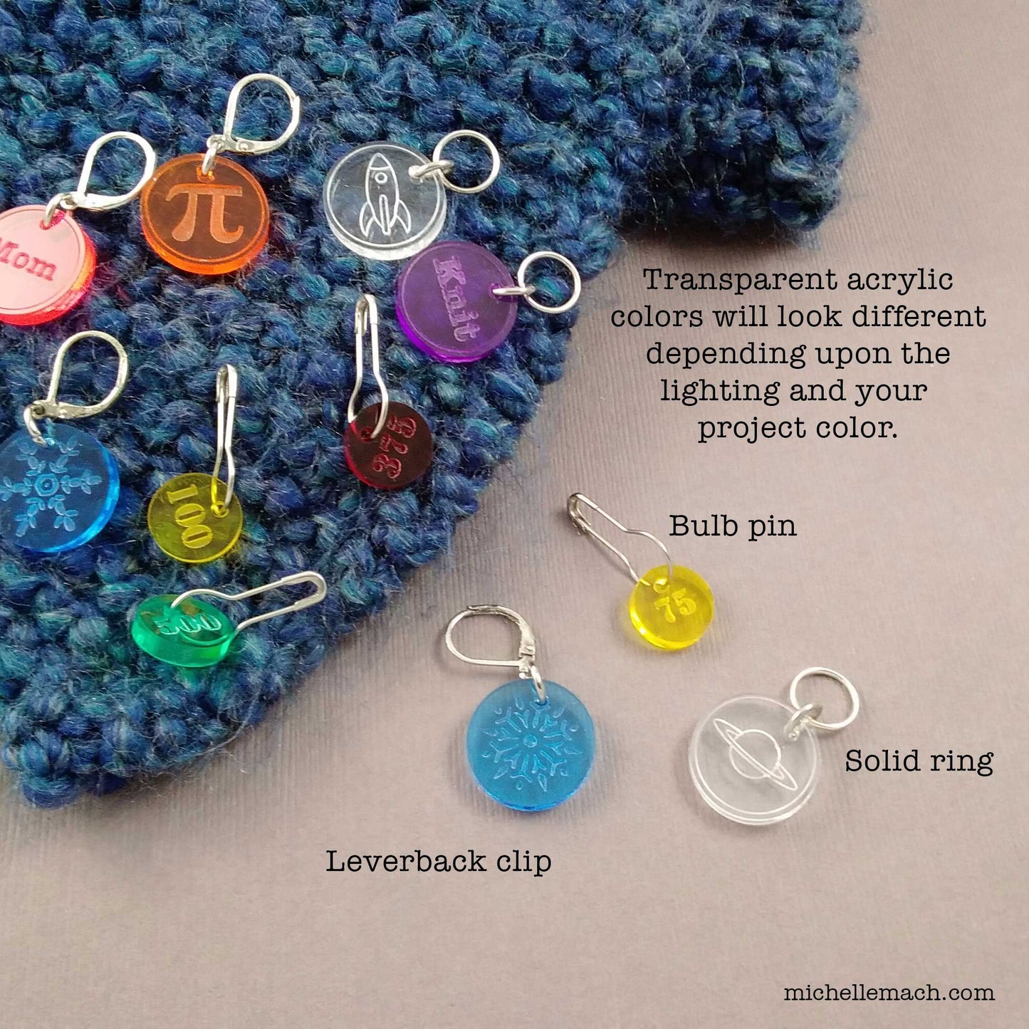 Citrus Slice (Lemon, Lime, Orange) Stitch Markers (Set of 4)