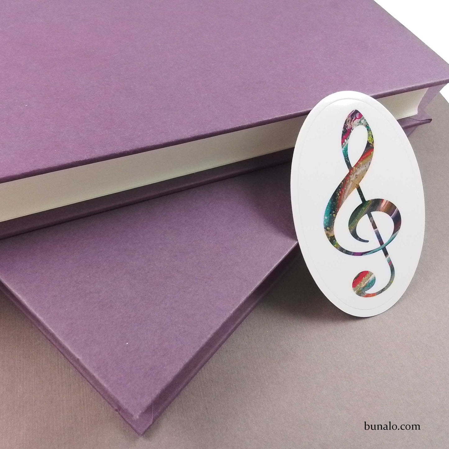 Treble Clef Sticker (2 x 3-Inch Vinyl Oval)