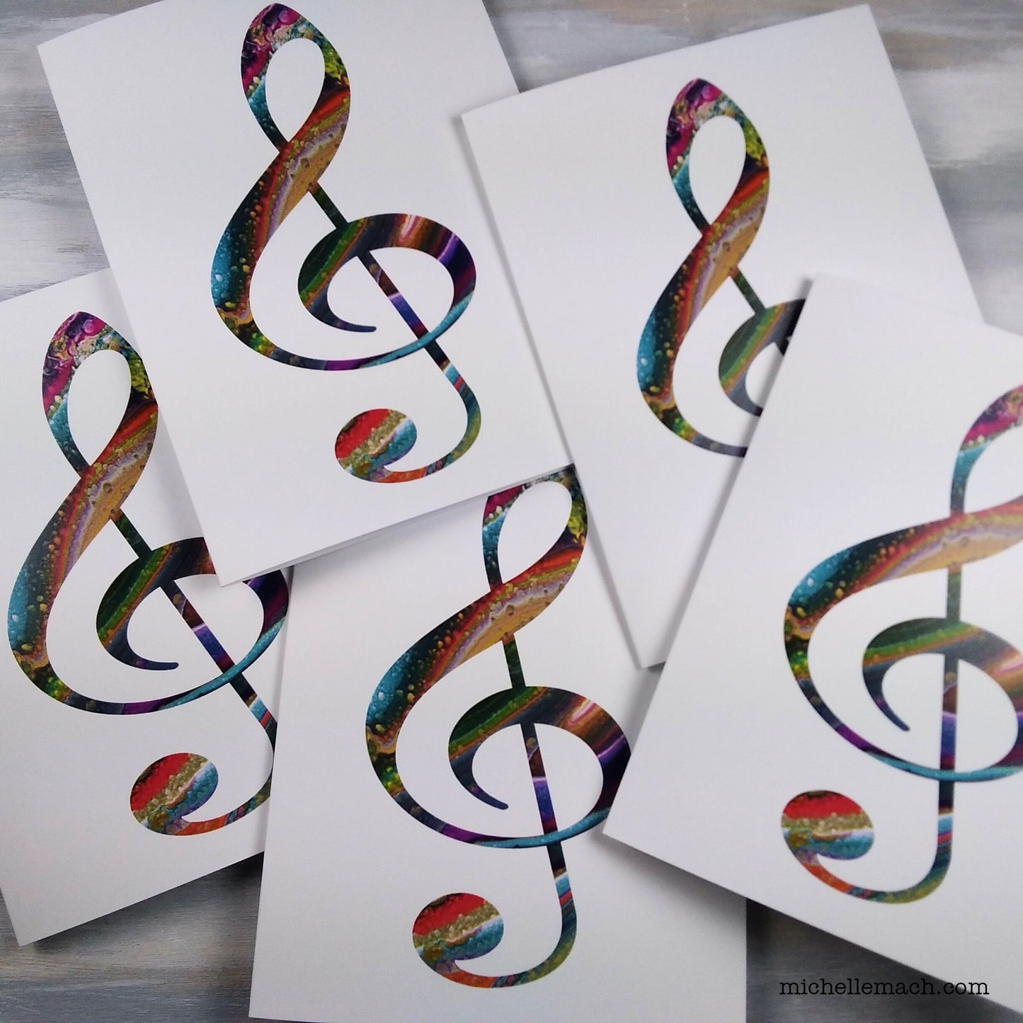 Colorful Treble Clef Card