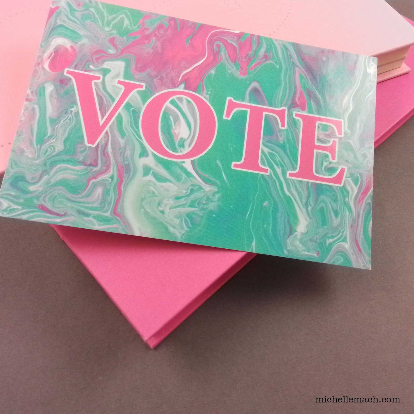 Vote Postcard in Pink and Aqua
