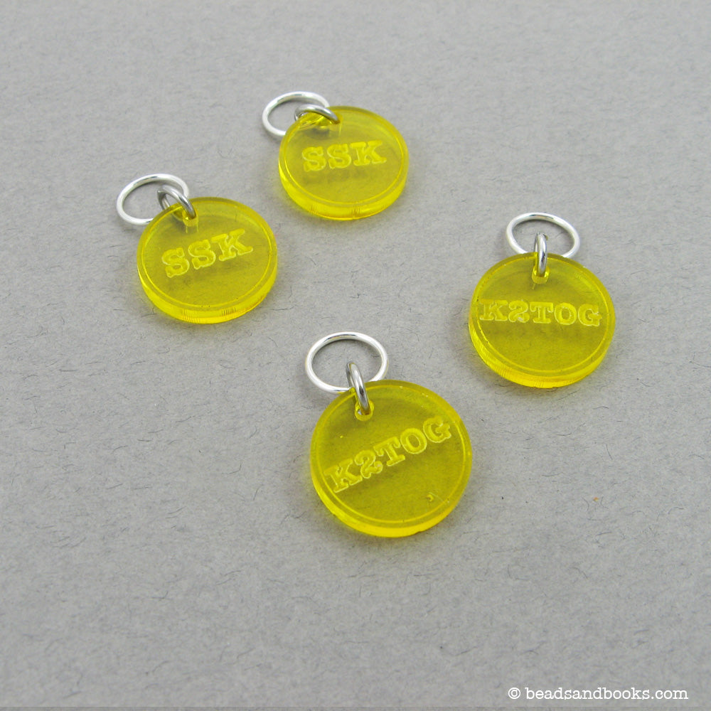 SSK and K2TOG Stitch Markers (Set of 4 with 2 SSK, 2 K2TOG)