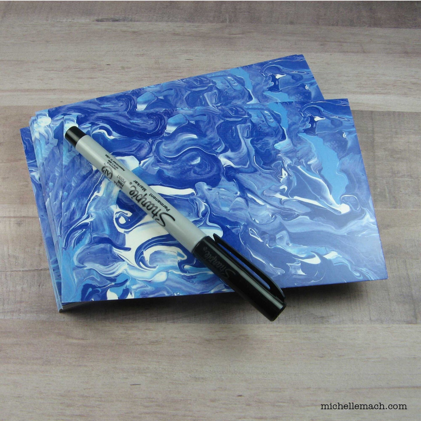 Blue Wave Postcard With Abstract Art (1 Postcard)