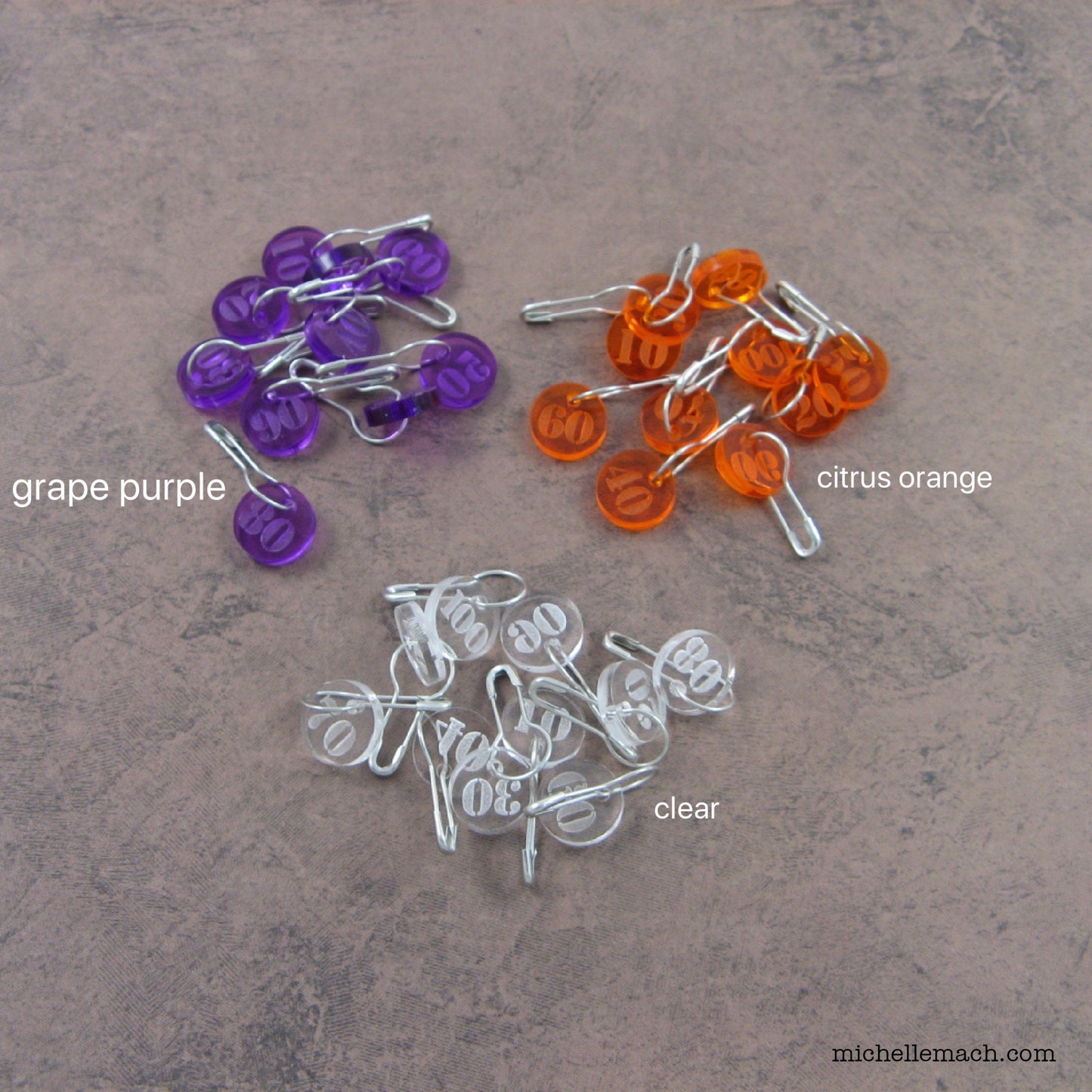 10-100 Number Stitch Markers (Set of 10)