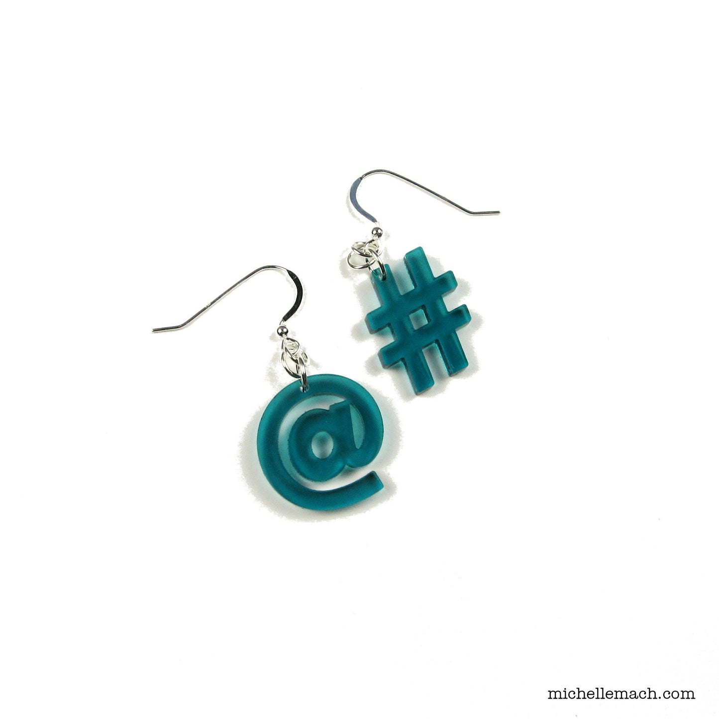 Social Media Earrings With At Sign and Hashtag