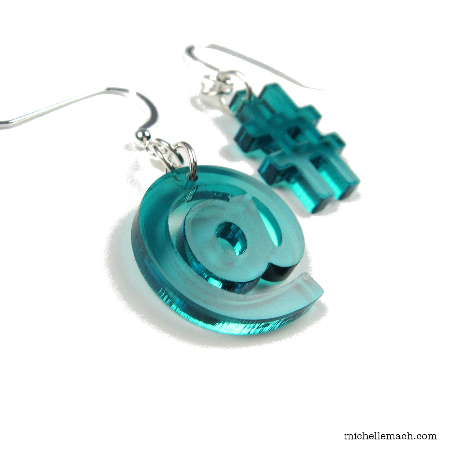 Social Media Earrings With At Sign and Hashtag