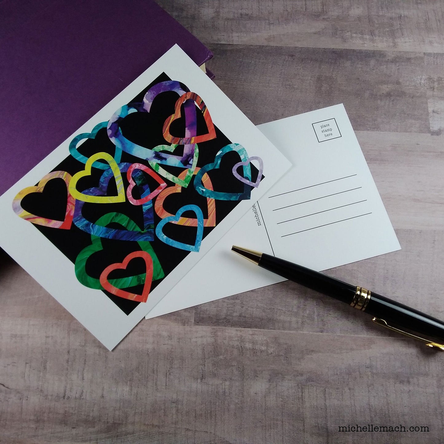 Rainbow Hearts Postcard