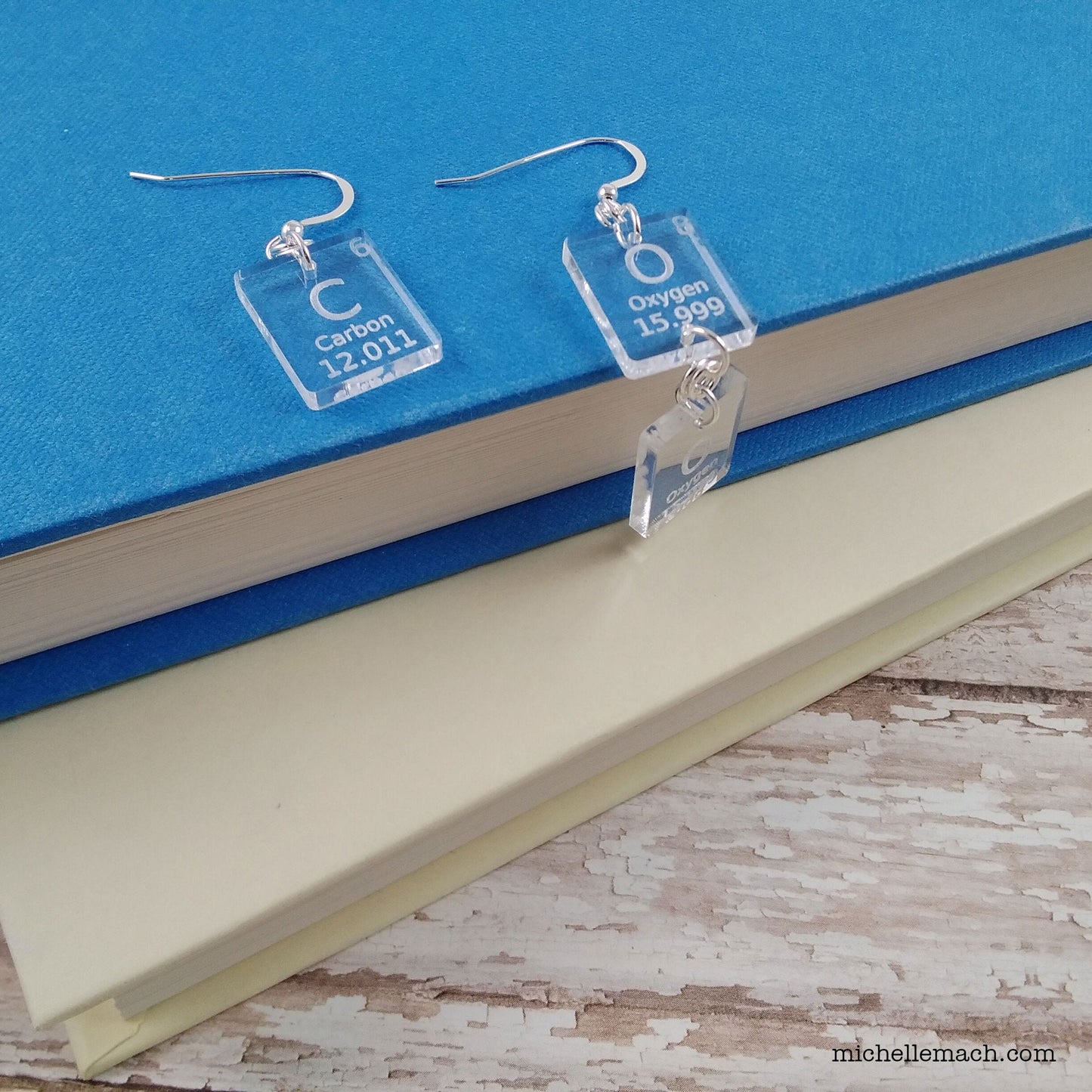 CO2 Carbon Dioxide Earrings With Carbon and Oxygen Elements