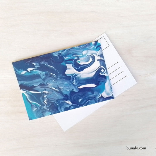 Blue Wave Postcard With Abstract Art