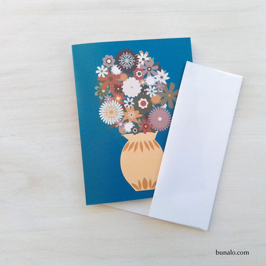 Colorful Flowers in Yellow Vase Note Card