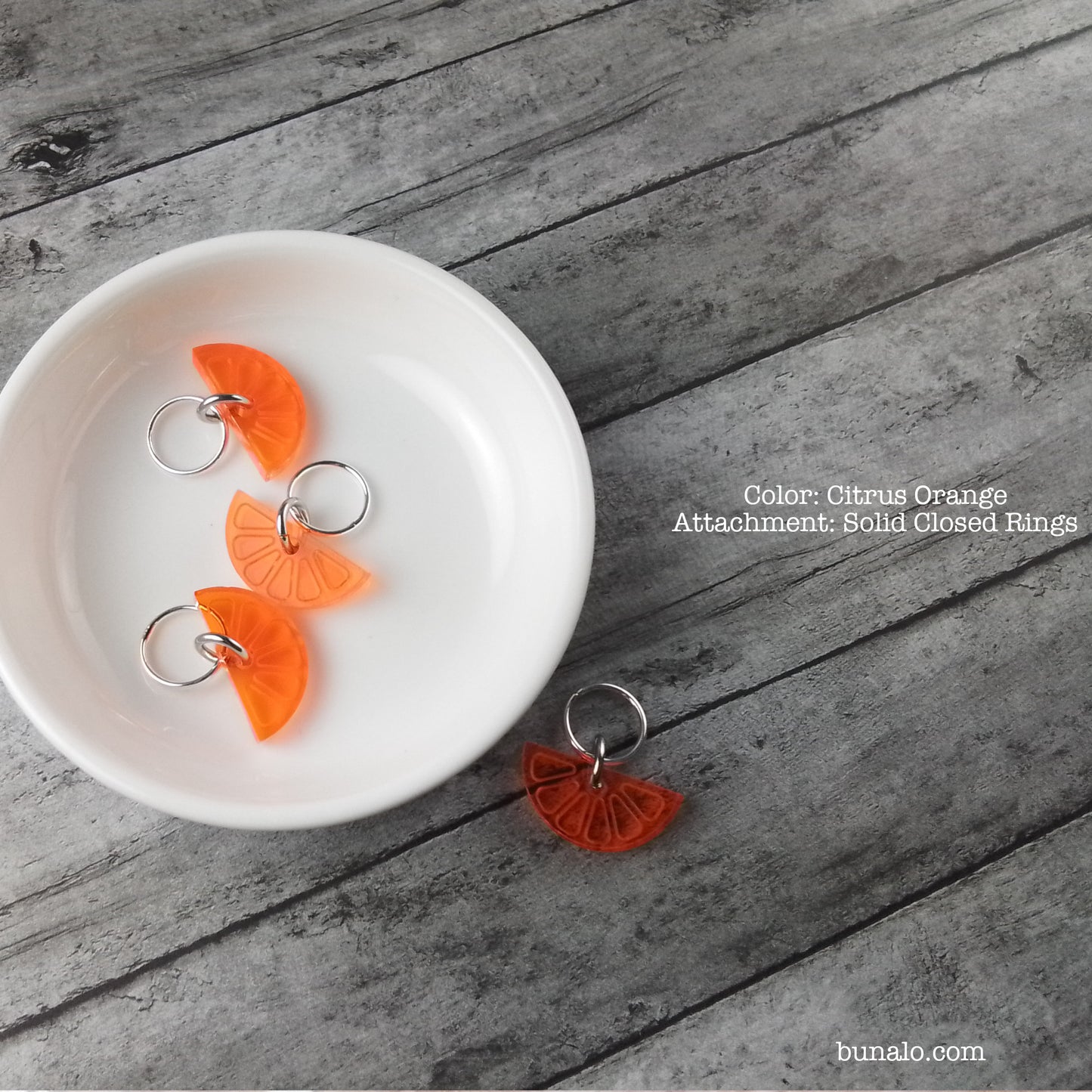 Citrus Slice (Lemon, Lime, Orange) Stitch Markers (Set of 4)