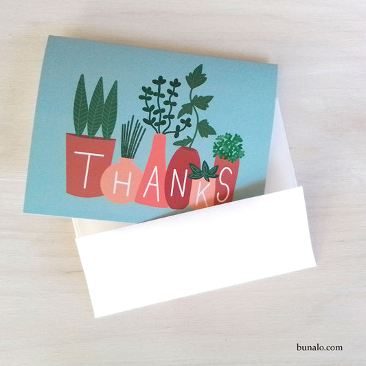 Thanks Card with House Plants