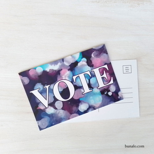 Vote Postcard in Purple and Pink