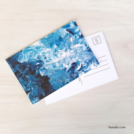 Stormy Seas Blue Abstract Art Postcard