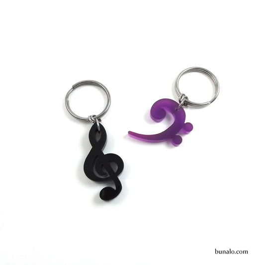 Treble Clef and Bass Clef Keychains