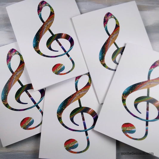 Colorful Treble Clef Cards (Set of 5)