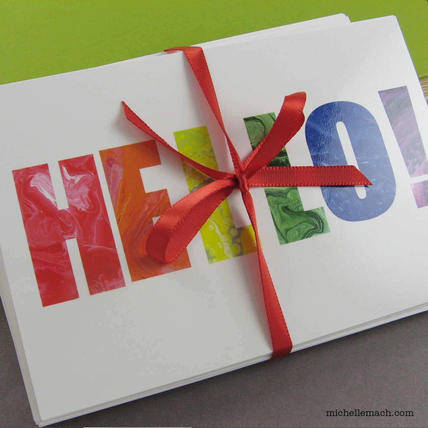 Hello Postcards with Rainbow Letters (Set of 50 Postcards)