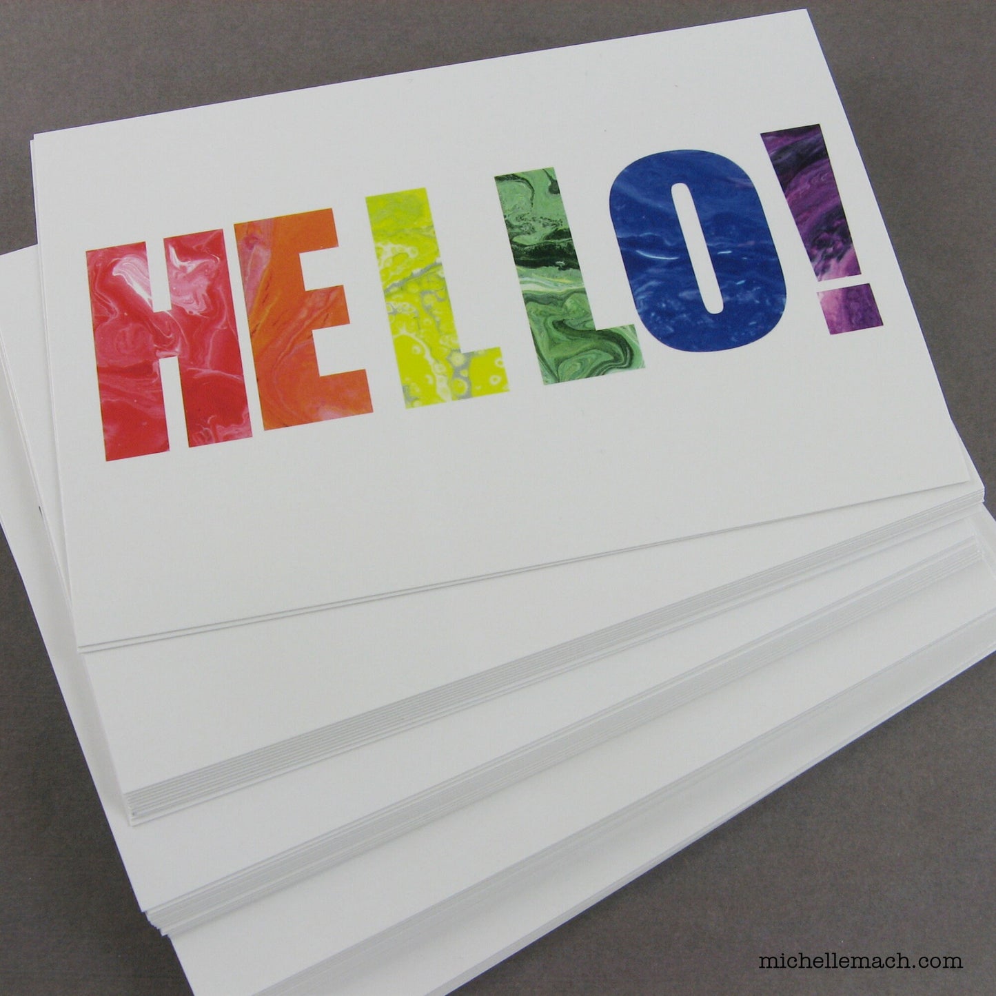 Hello Postcards with Rainbow Letters (Set of 50 Postcards)