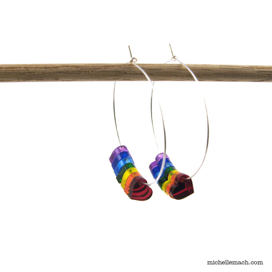 Rainbow Heart Hoops